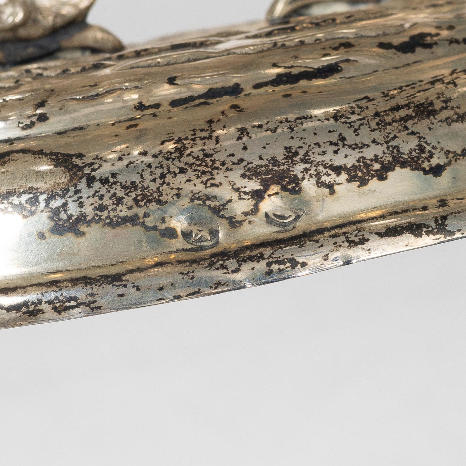 A possibly Spanish silver bowl, unclear/worn marks, 20th century.