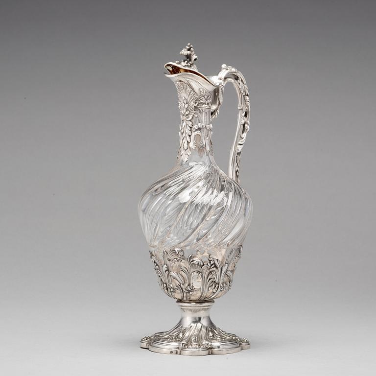 Vinkanna, Frankrike 1800-talets mitt, silver och glas.