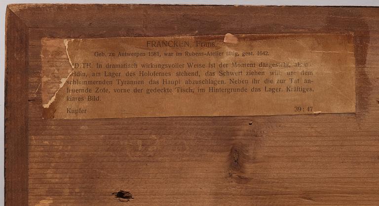 Frans Francken II His studio, Judith and Holofernes.