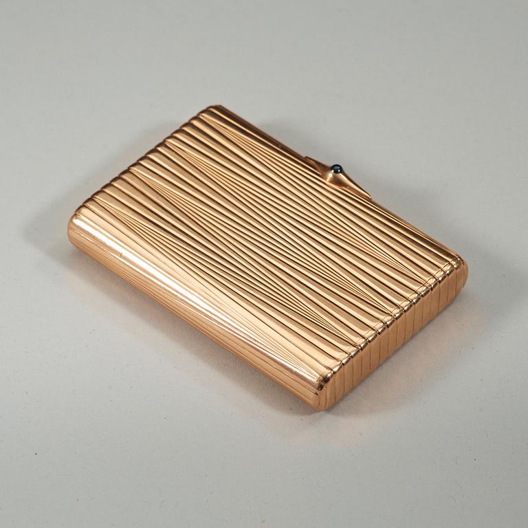 A Russian 20th century gold cigarette-case, unidentified makers mark, St. Petersburg 1908-1917.
