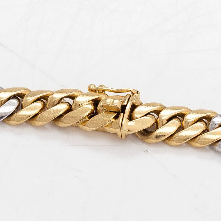 Armband, pansarlänk, 18K vit/gultguld. Utländska stämplar.