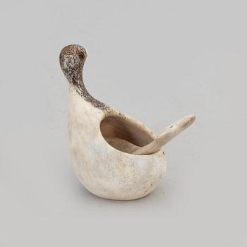 LARS PIRAK, a grouse reindeer horn salt cellar, signed Lars Pirak.