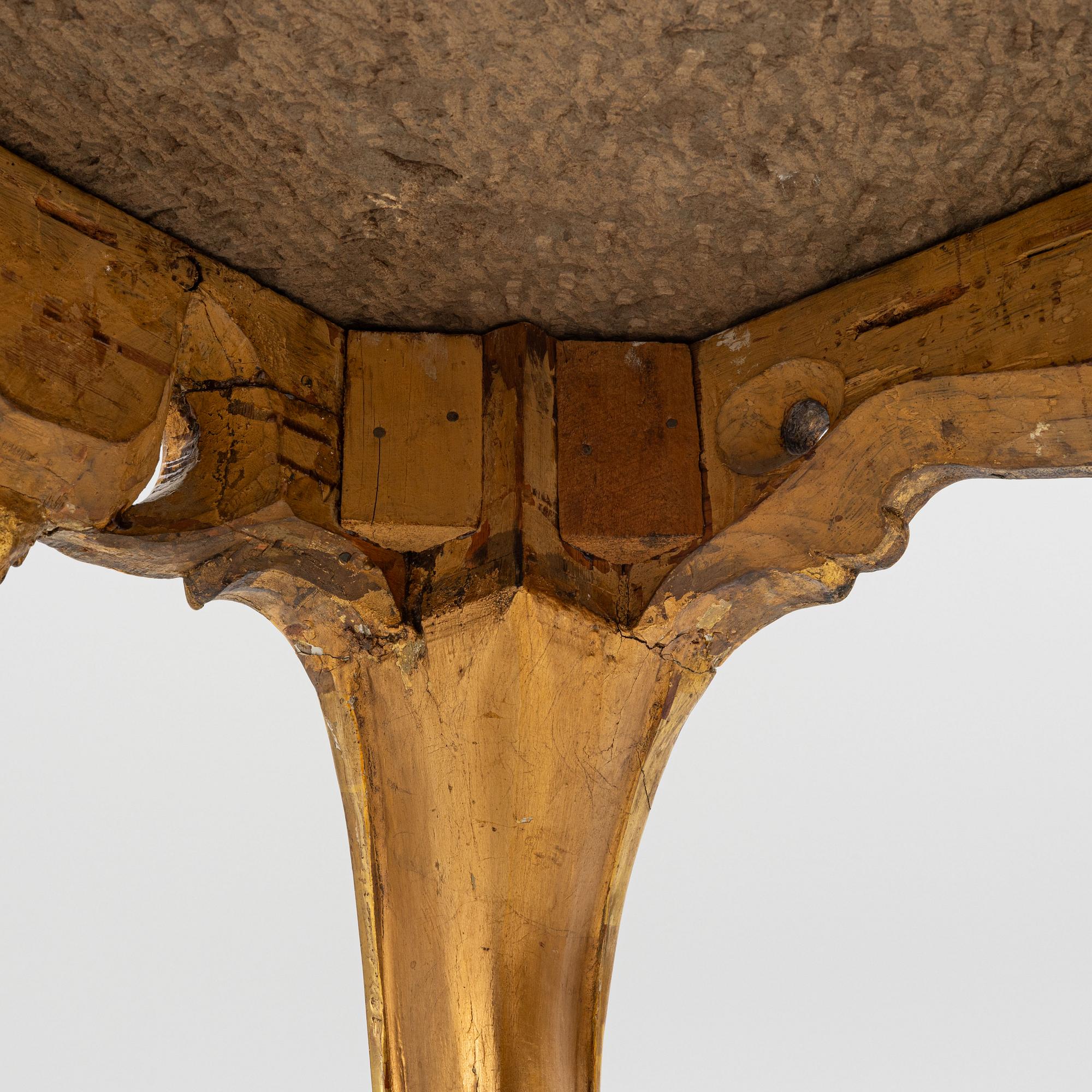 A Swedish rococo-style giltwood table, Stockholm, 19th century.