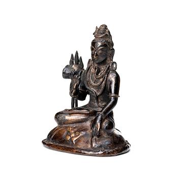 A seated bronze figure of a Hindu Mahayogi Shiva, Nepal, 20th Century.