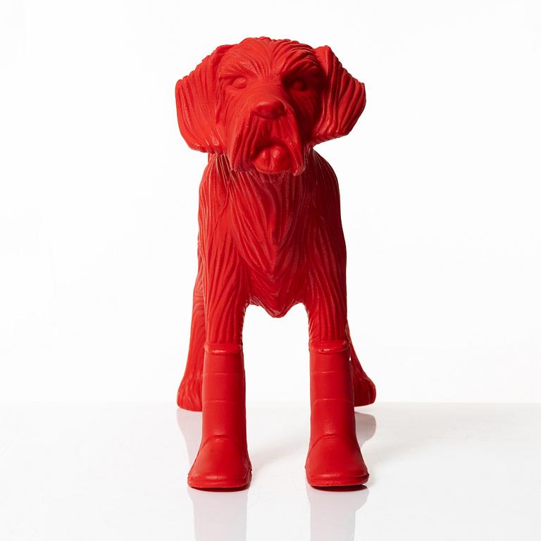 William Sweetlove,  "Cloned Schnauzer with water bottle". (Red).