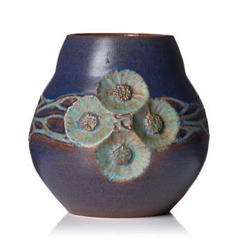 79. Hilma Persson-Hjelm, a glazed earthenware art nouveau vase, executed in her own studio, Arvika 1919. No 1619.