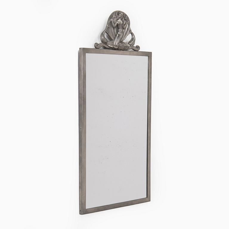 A Swedish Grace pewter wall mirror, Ystad Tenn (Ystad Metallindustri), Sweden 1929.