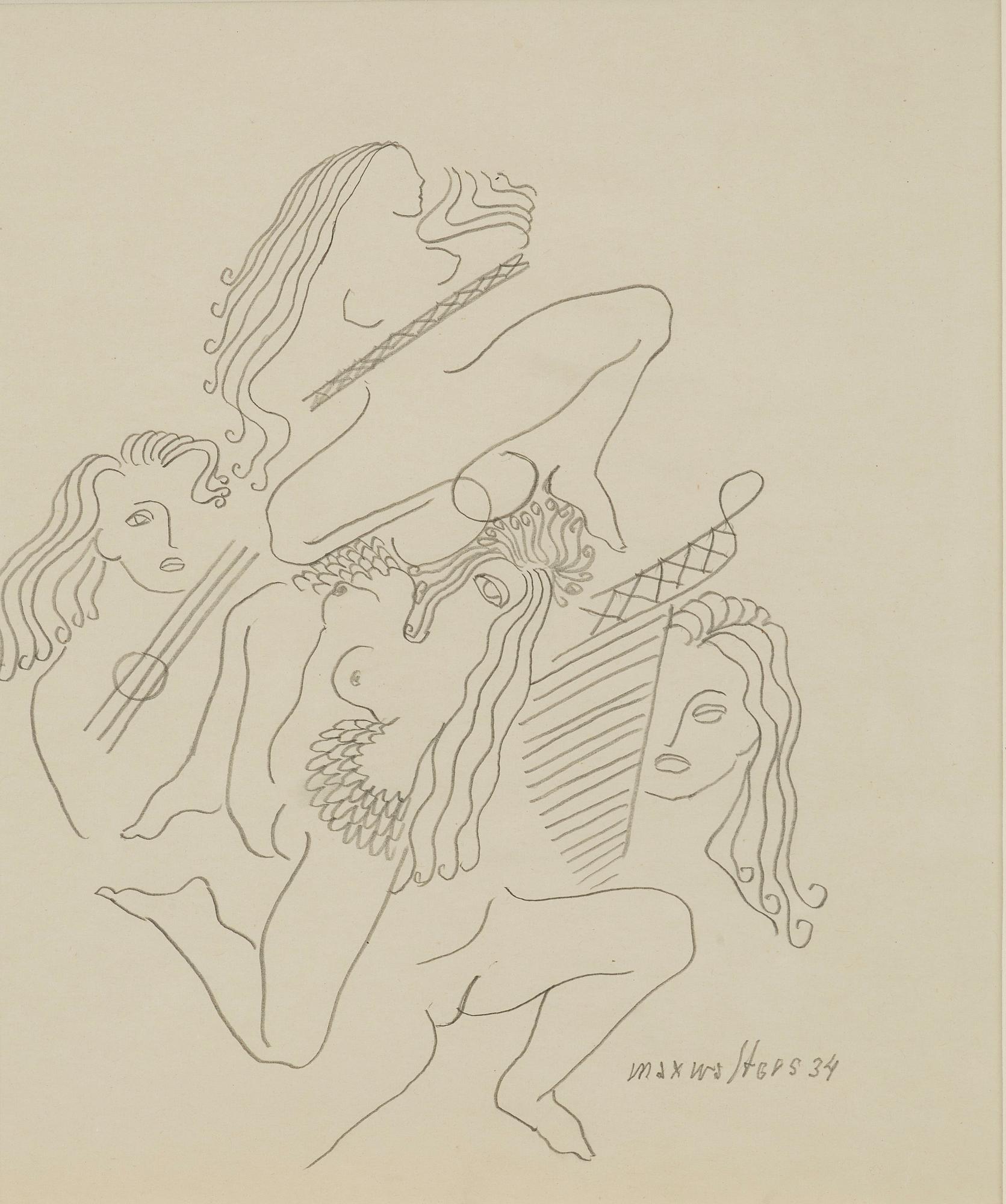 MAX WALTER SVANBERG, pencil drawing signed and dated -34.