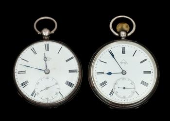 HERRFICKUR, 2 st, silver, England, omkring år 1900.