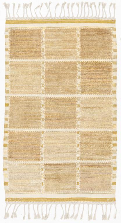 Barbro Nilsson, a carpet, 'Gyllenrutan', knotted pile, c 158 x 94 cm, signed AB MMF BN.