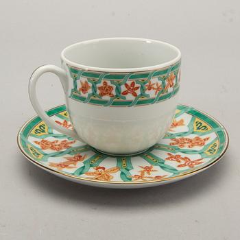 SERVIS, 12 dlr Christofle "Océana vert Gingko", porslin 1900-talets senare del.