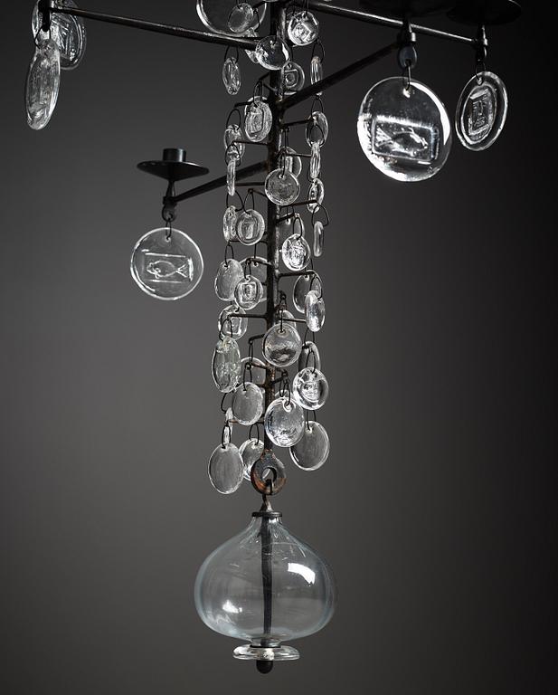 Erik Höglund, a sixteen light chandelier, Boda, Sweden 1960-70's.