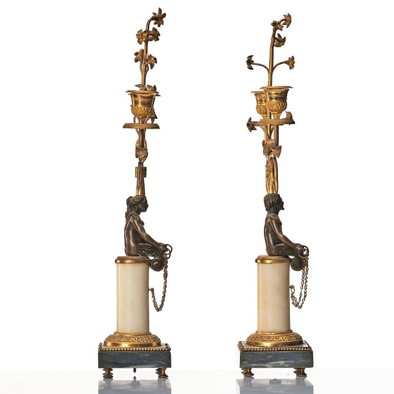 A pair Directoire two-lights candelabra.