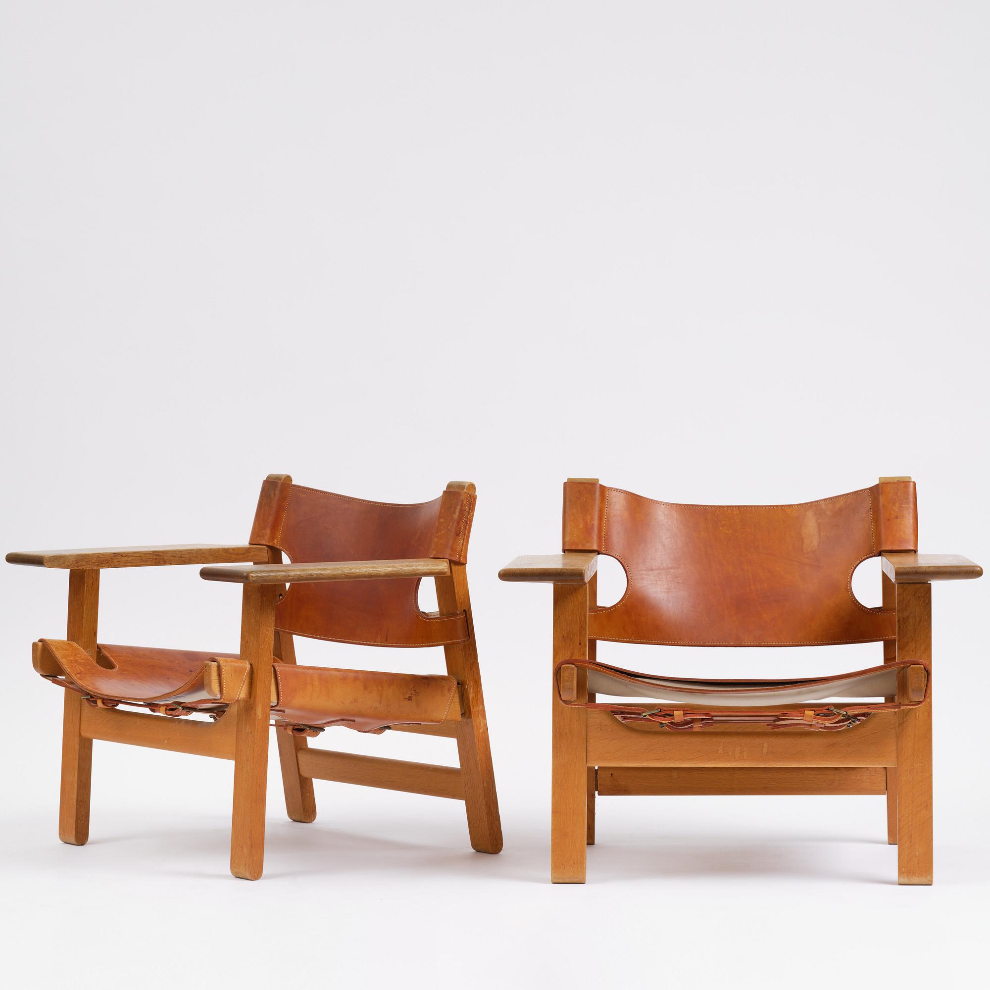 Børge Mogensen, a pair of armchairs, "The Spanish Chair", model 226, Fredericia Stolefabrik, Denmark 1960s.