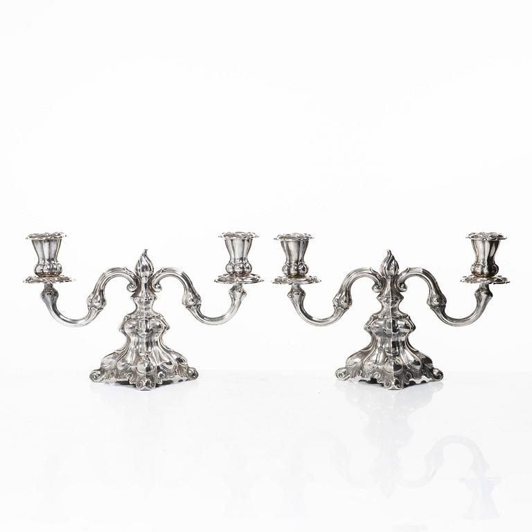 Candelsticks, a pair, silver, Baroque style, 20th century.