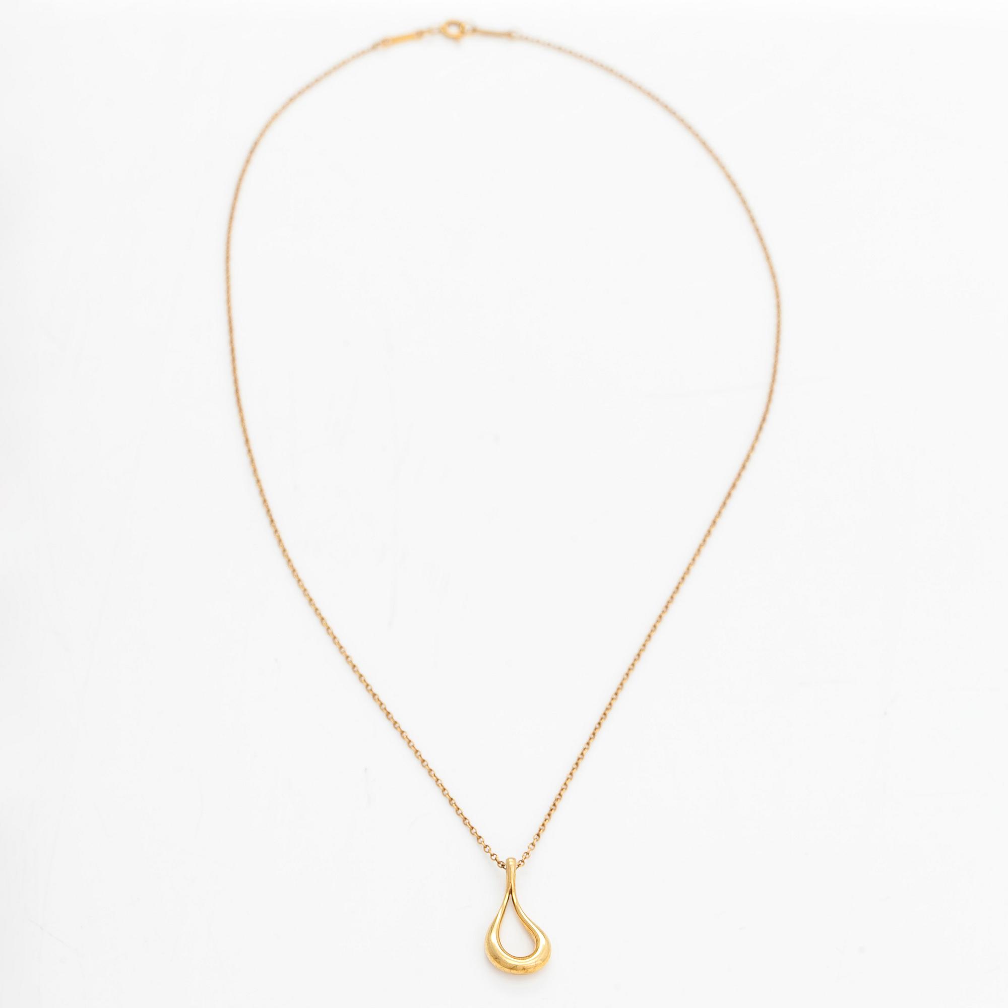 Tiffany & Co, Elsa Peretti, an 18K gold 'Open Teardrop' necklace.