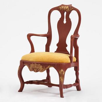 A Swedish rococo armchair, Stockholm, later part 18th century.