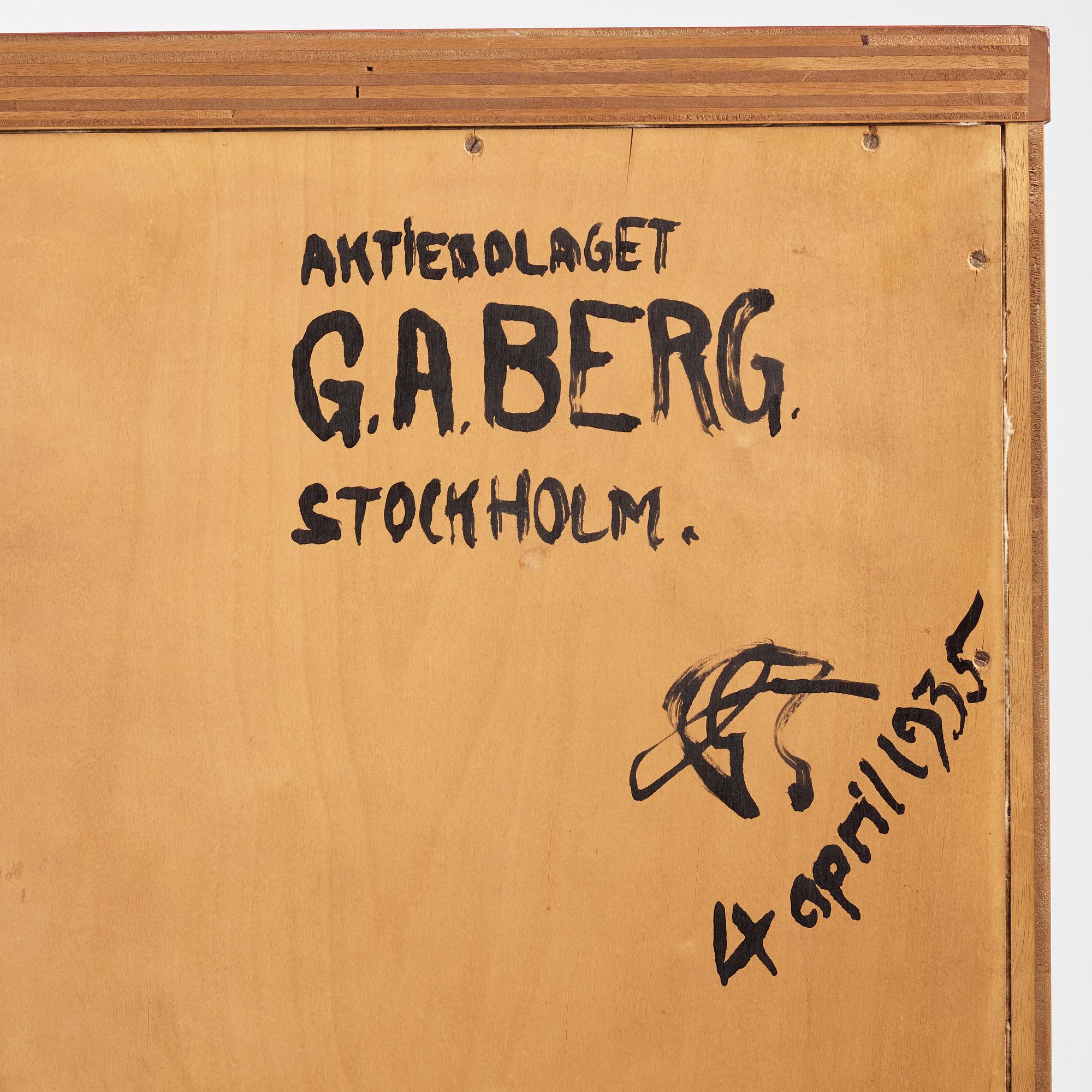 Isaac Grünewald, & Olof Östberg, skåp, unikt, AB GA Berg, Stockholm, 1935.