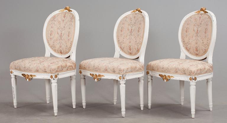 STOLAR, 3 st, gustavianska stockholmsarbeten, 1700-talets slut.