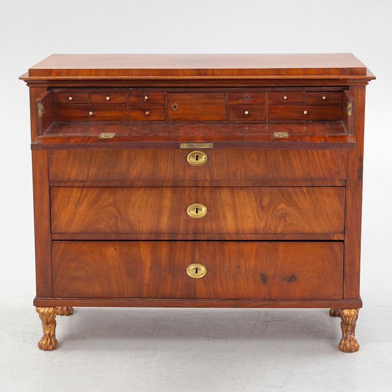 A late Gustavian mahogany writing-commode, Stockholm circa 1800.