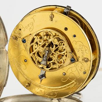 En samling fickur, spindelur, 3 st i silver.