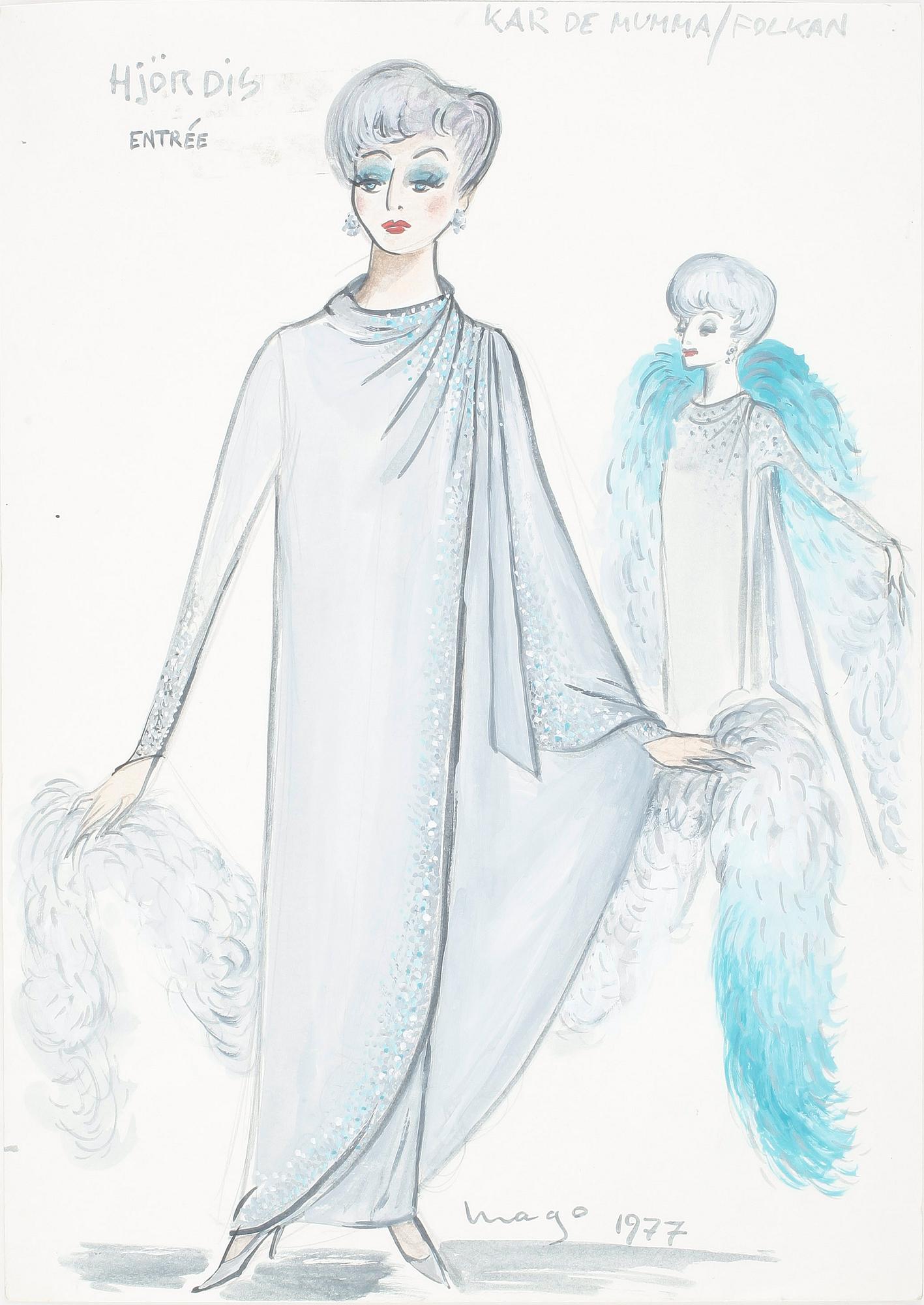 MAX GOLDSTEIN, kostymteckningar, 8 st, sign o bl a dat 1953,1970 o 1962.