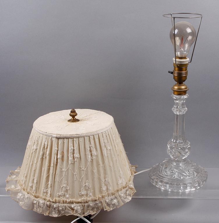 BORDSLAMPA, glas. Baccarat Deposé Frankrike.