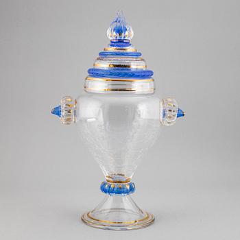 MONICA BACKSTRÖM, lockpokal, glas, signerad, Kosta Boda.