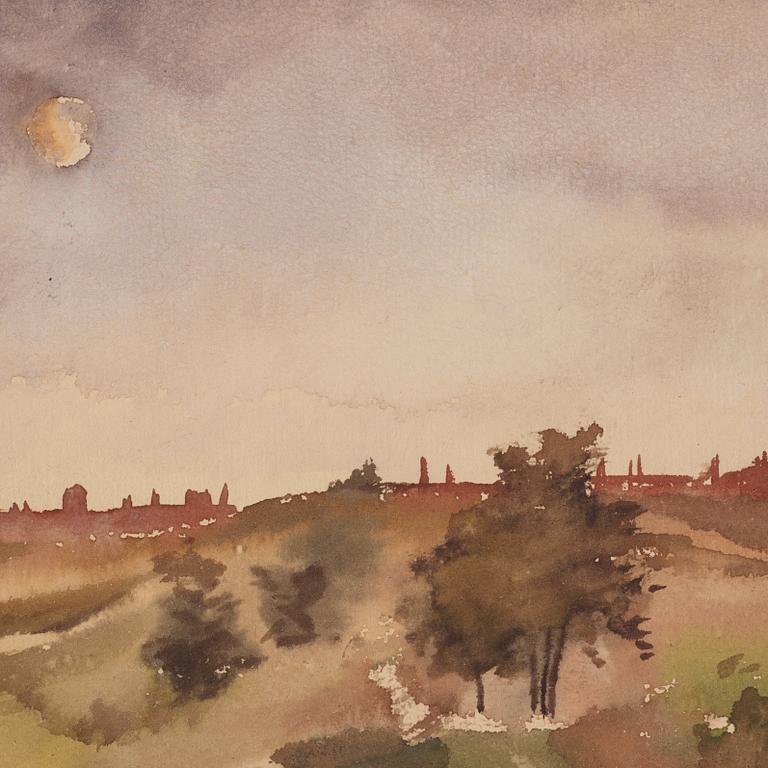 Lotte Laserstein, Landscape with city in the background.