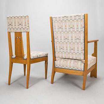 Louis Sparre, 8-piece furniture set for Aktiebolaget Iris, Porvoo 1904.