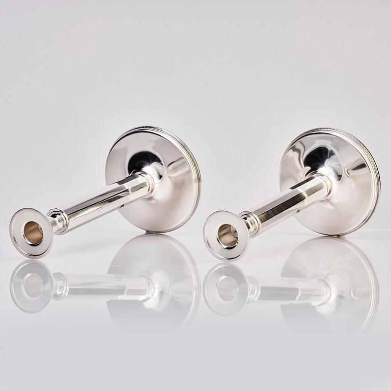 Atelier Borgila, a pair of sterling silver candlesticks, Stockholm 1982.