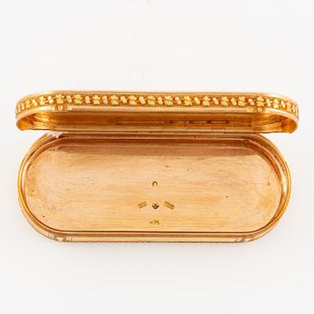 A Swedish 18th century 18K gold-box, mark of Friedrich Fyrwald, Stockholm 1794.