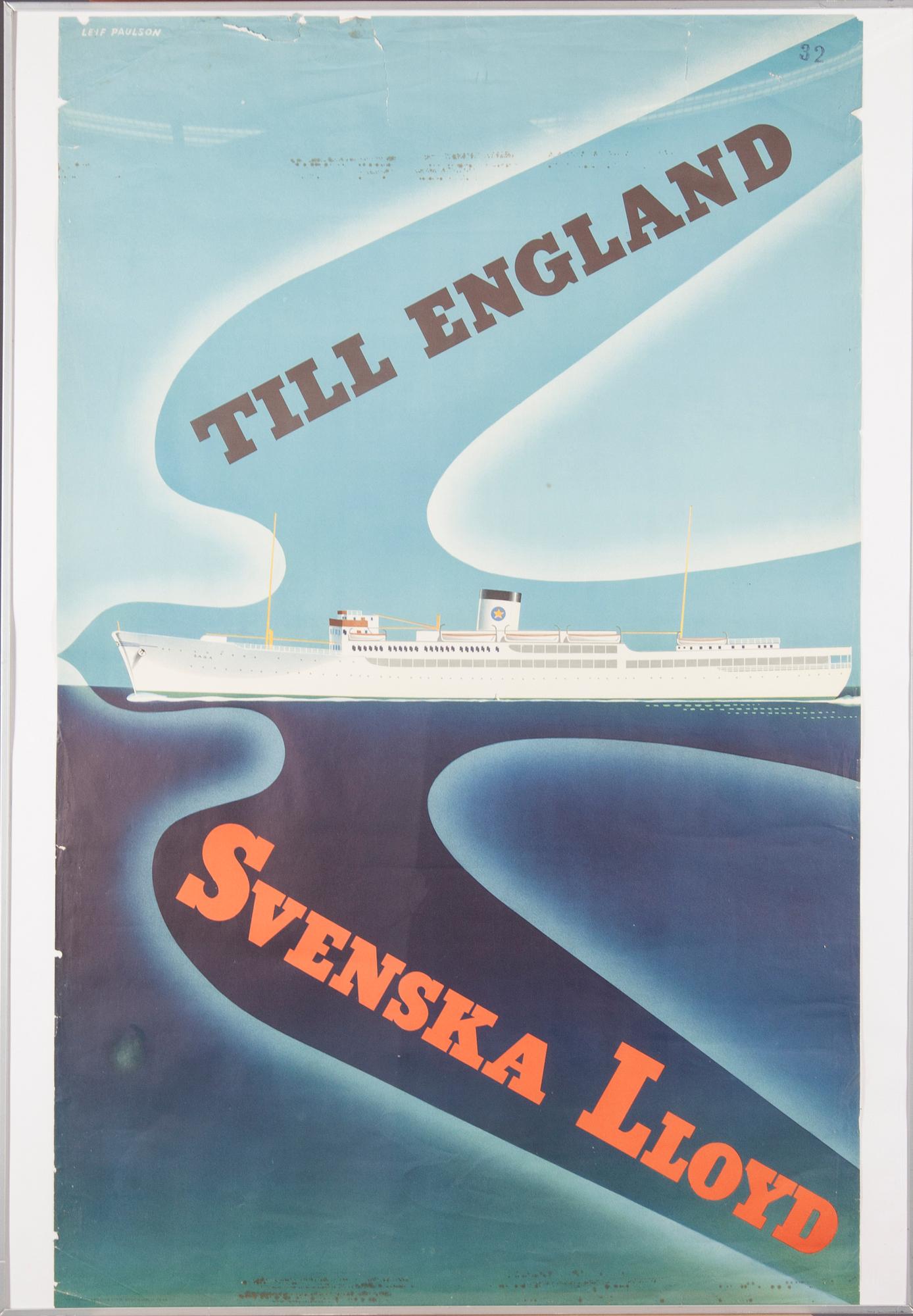 AFFISCH, litografiskt tryck, design Leif Paulson, 1940-tal.