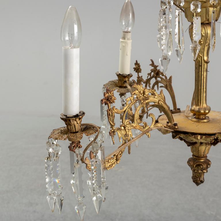 A late 19th century brass ceiling light.