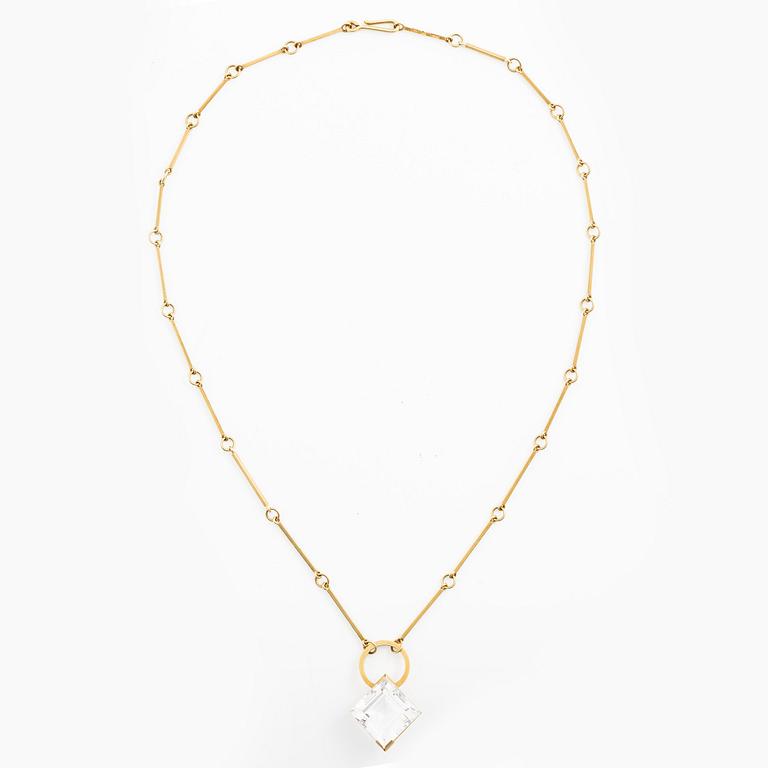 Wiwen Nilsson, collier, 18K guld och bergkristall, Lund 1972.