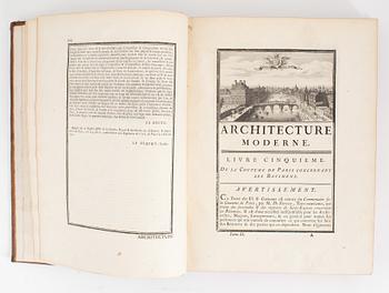 Architecture moderne (1764), med 154 graverade planscher, proveniens: Ivar Tengbom (2 vol).
