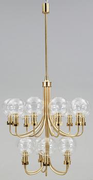 92. A Hans-Agne Jacobsson brass ceiling lamp, Markaryd, Sweden 1960-70's.