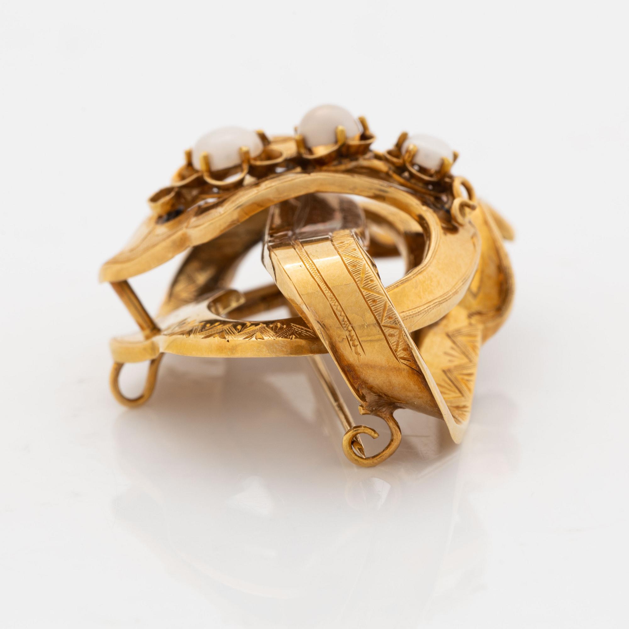 Brosch/hänge med odlade halvpärlor, Gustav Dahlgren, Malmö, 1860.