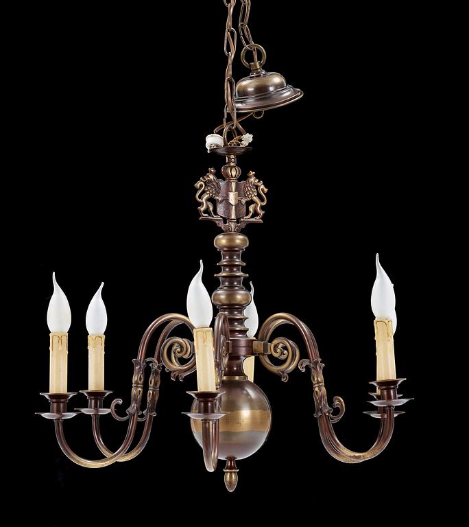 LJUSKRONA, barockstil, sk Malmkrona, 1900-mitt. H 53 cm.