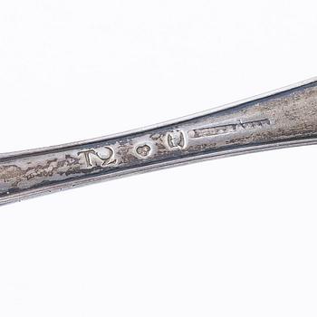 Eight silver spoons, 18th/19th century, including with mark of Jacob Edström, Borås 1796.