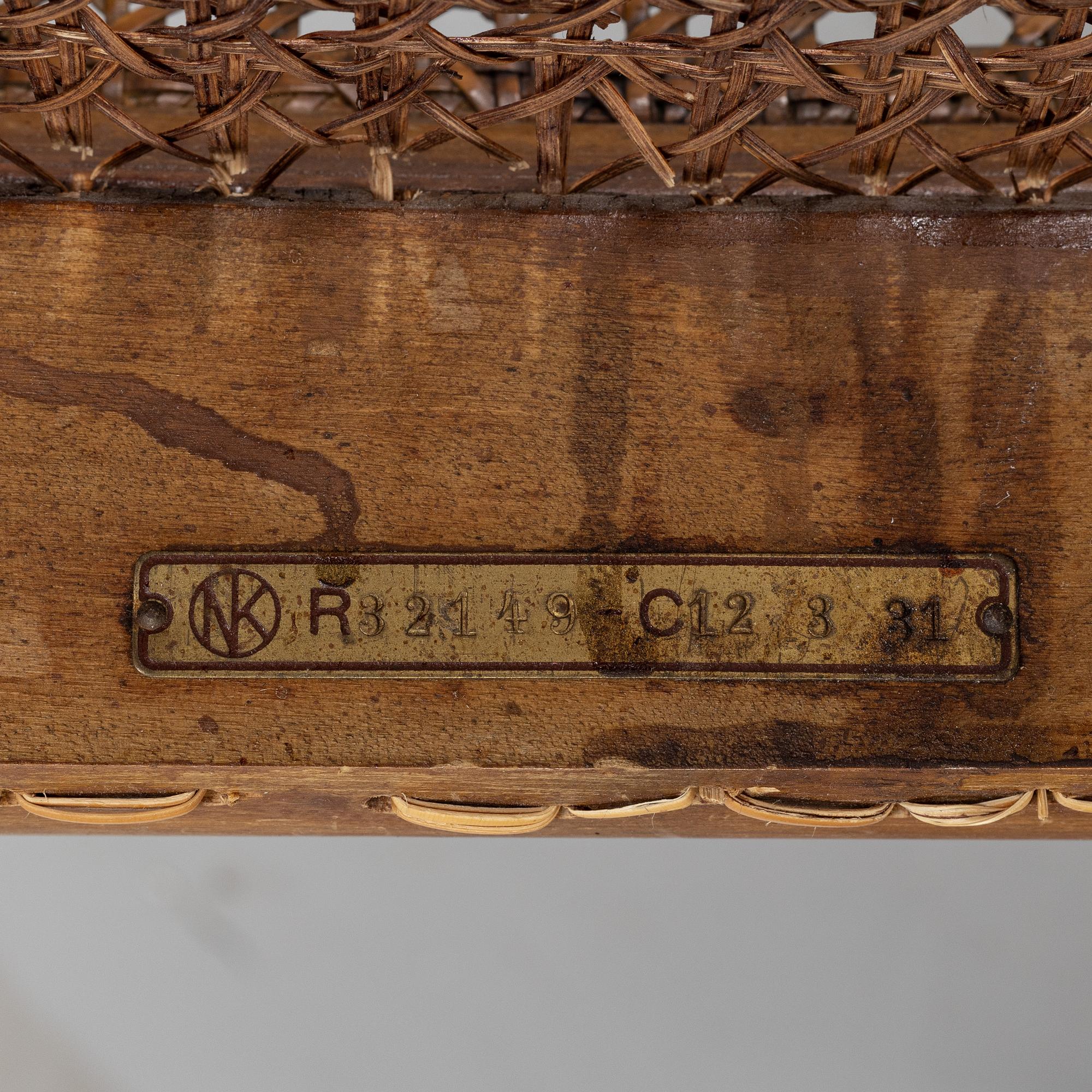 Carl Malmsten, stolar 4 st, "Brevik", Nordiska Kompaniet, daterade 1931.