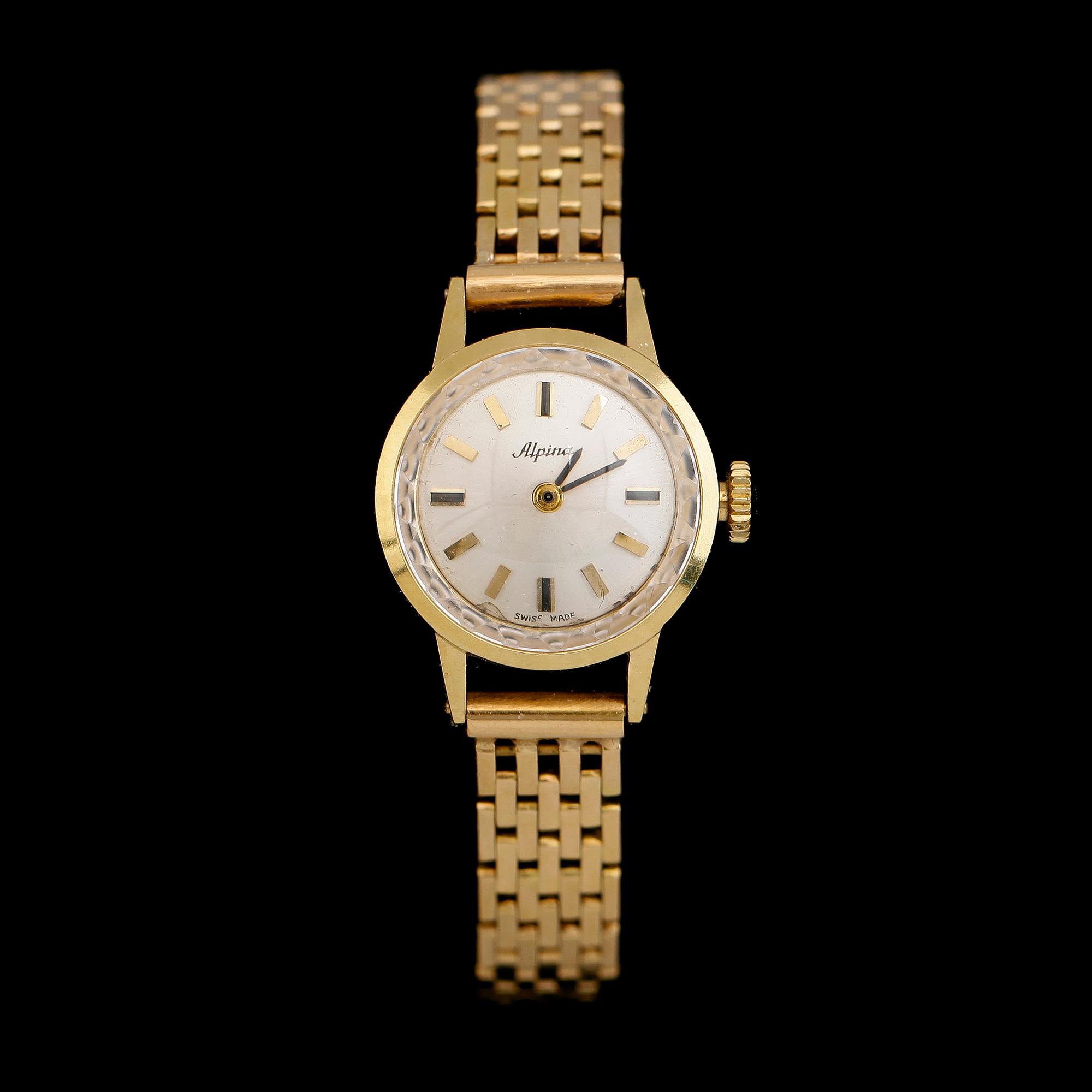 ARMBANDSUR, 18 k guld, Alpina. Total vikt inklusive ur 27,8 g.