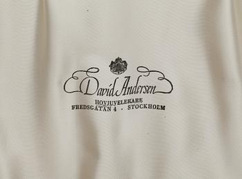 DESSERTBESTICK, 12 st, förgyllt sterlingsilver och emalj, David Andersen, Norge.