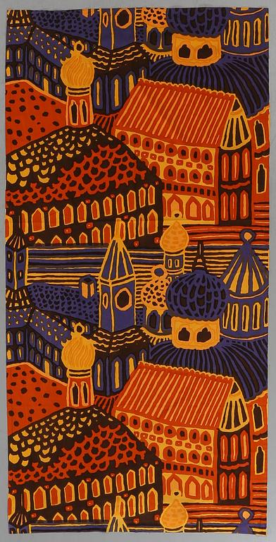 A SET OF 2 "KUMISEVA" MARIMEKKO FABRICS, by Katsuji Wakisaka 1971.
