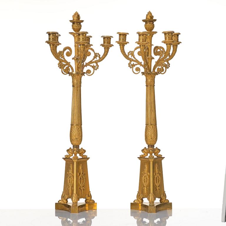 A pair of Empire candelabra for six lights.