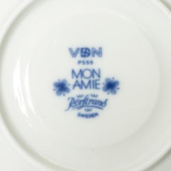 Marianne Westman, nine tea cups with saucers, porcelain, 'Mon Amie', Rörstrand.