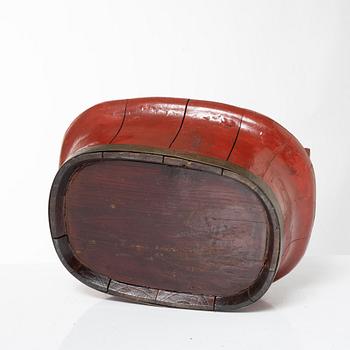 A group of three red wooden vessels, China/Southeast Asia, 20th century.