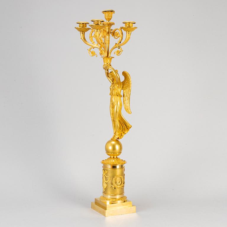 A French early 19th century five-light candelabra.