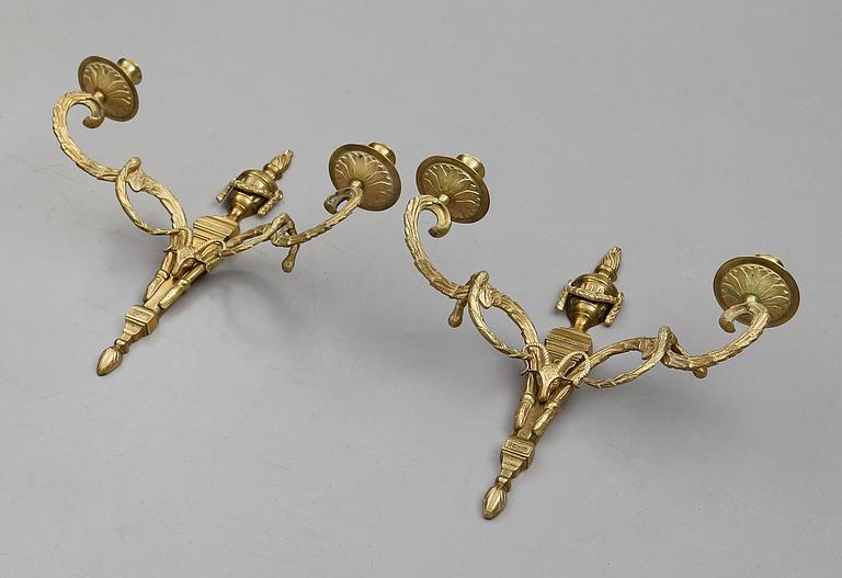 VÄGGAPPLIQUER, 1 par, mässing, gustaviansk stil, 1900-talets andra hälft.