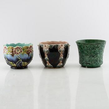 Outer casings 3 pcs Art Nouveau early 20th century majolica.